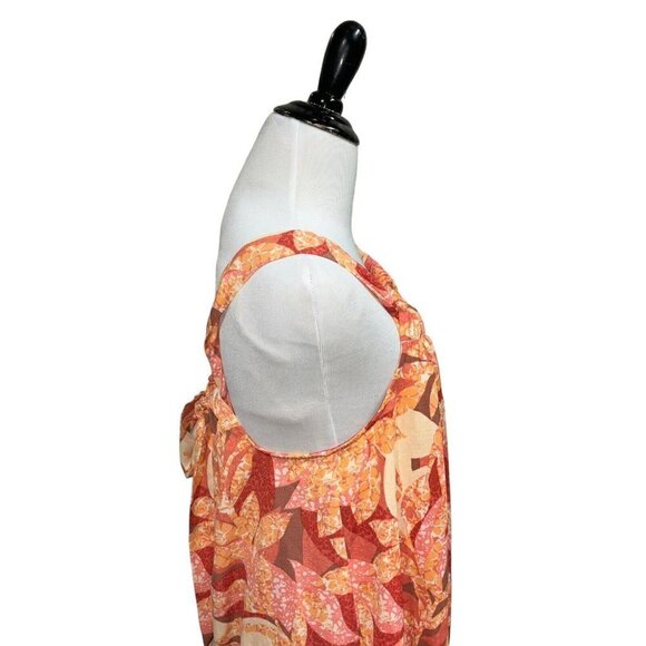 Nine West Women's S Small Mini Sun Dress A-Line Floral Print Peach Sleeveless - Picture 5 of 9
